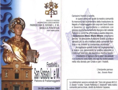 programma delle celebrazioni per la festività di San Sossio  14 - 25 settembre 2007