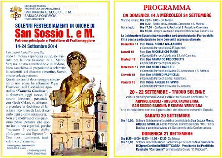 Leggi il programma delle celebrazioni 2014 in onore del Santo Patrono