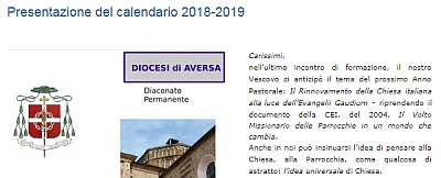 Il calendario del Diaconato per l'anno pastorale 218-19