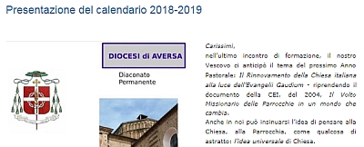 Il calendario del Diaconato per l'anno pastorale 218-19