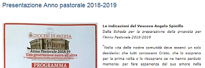 Presentazione delle linee dell'Anno Pastorale 2018-19