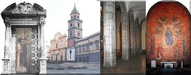 Tempio Sansossiano: Il portale rinascimentale con il Santo Patrono - Vista frontale del complesso ecclesiale - Interno altomedievale - Mosaico della Scuola Vaticana